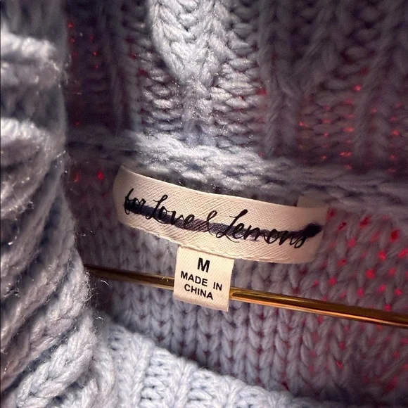 For Love And Lemons Light Blue Heart Knit Sweater - Picture 2 of 3